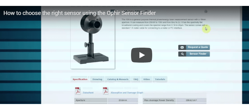 How to choose the right sensor using the Ophir® Sensor Finder